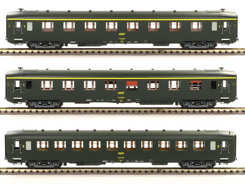 REE Modeles VB-057 - French 3pc Passenger Coach Set DEV AO of the SNCF